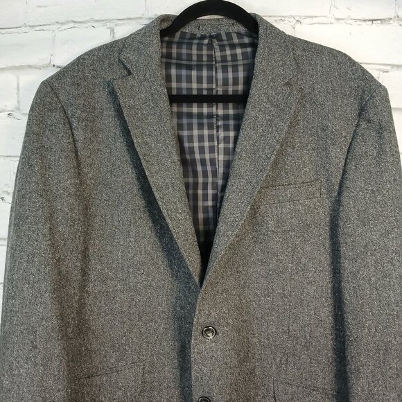 MENS JOS A BANK GRAY DRESS BLAZER, WOOL, SIZE 43R, TAILORED FIT, 43R - Picture 6 of 12
